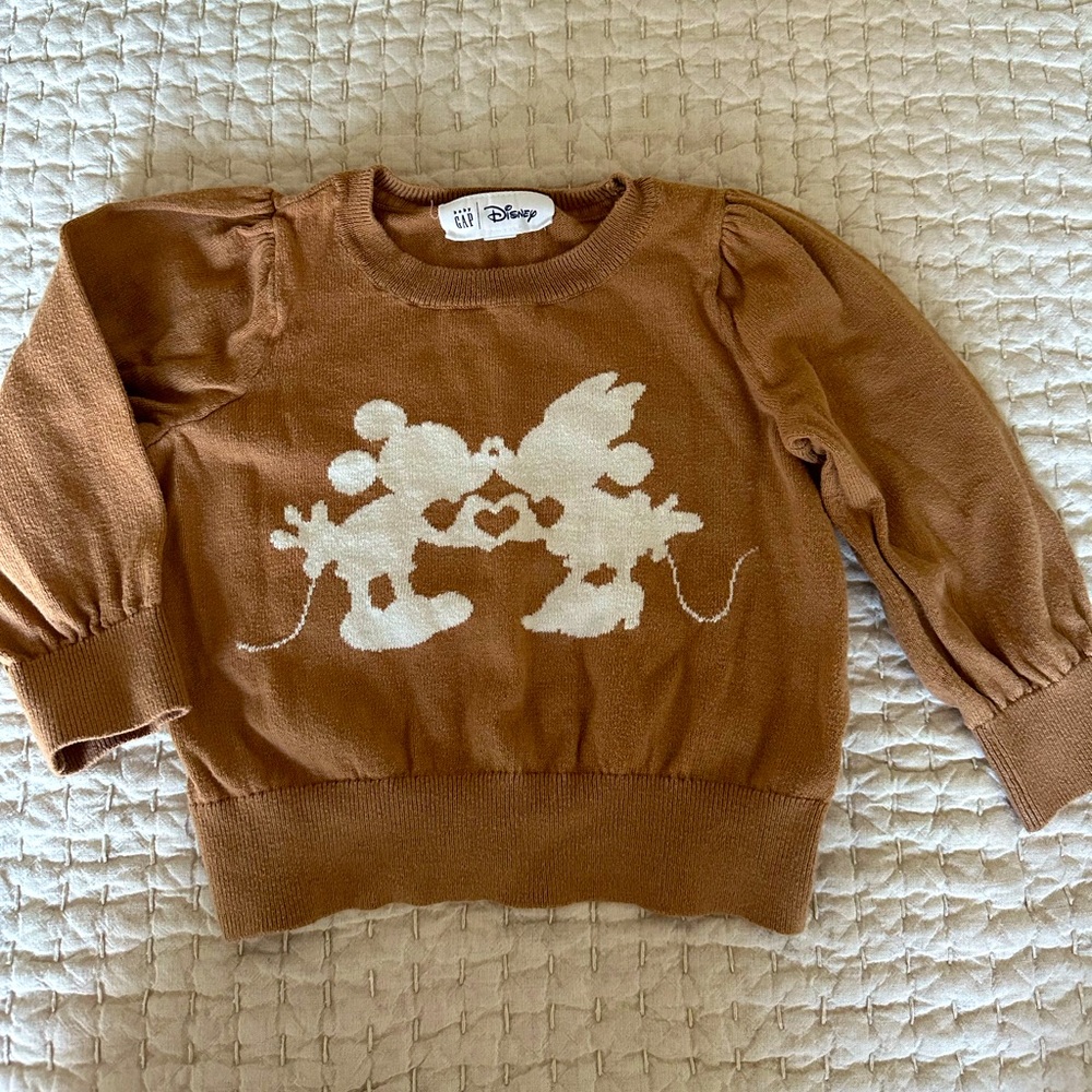 GAP Minnie and Mickey Mouse brown sweater. 2T